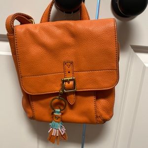 Orange leather Fossil crossbody purse